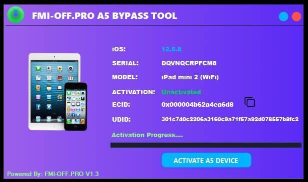 FMI-OFF.PRP A5+A6 Bypass (iPhone 4 ,iPhone4S , iPhone 5 , iPhone 5C ,iPod Touch 5 ,iPad Mini 1 ,iPad 2 ,iPad 3 ,iPad 4)
